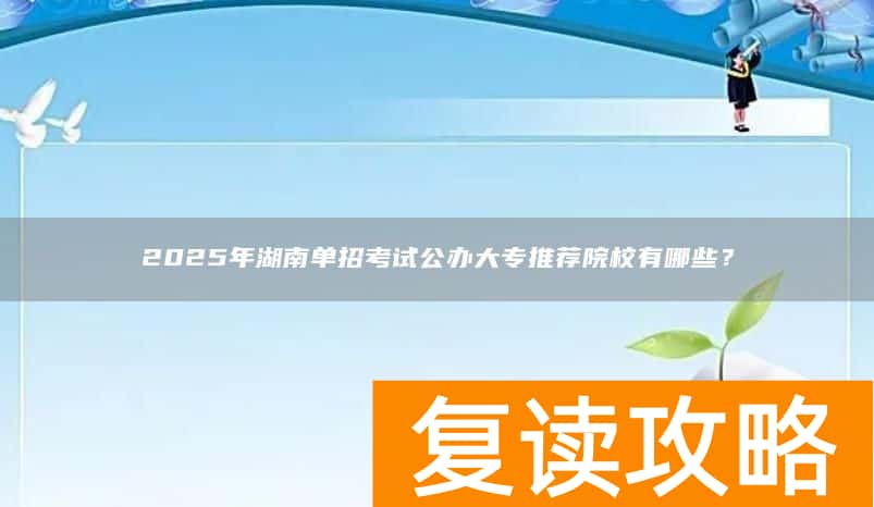 2025年湖南单招考试公办大专推荐院校有哪些？